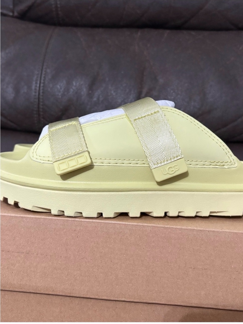 UGG Kids Lemon Yellow Dual-Strap Slide Sandals
